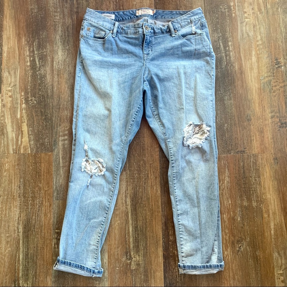 TORRID | Boyfriend Lace Distressed Denim